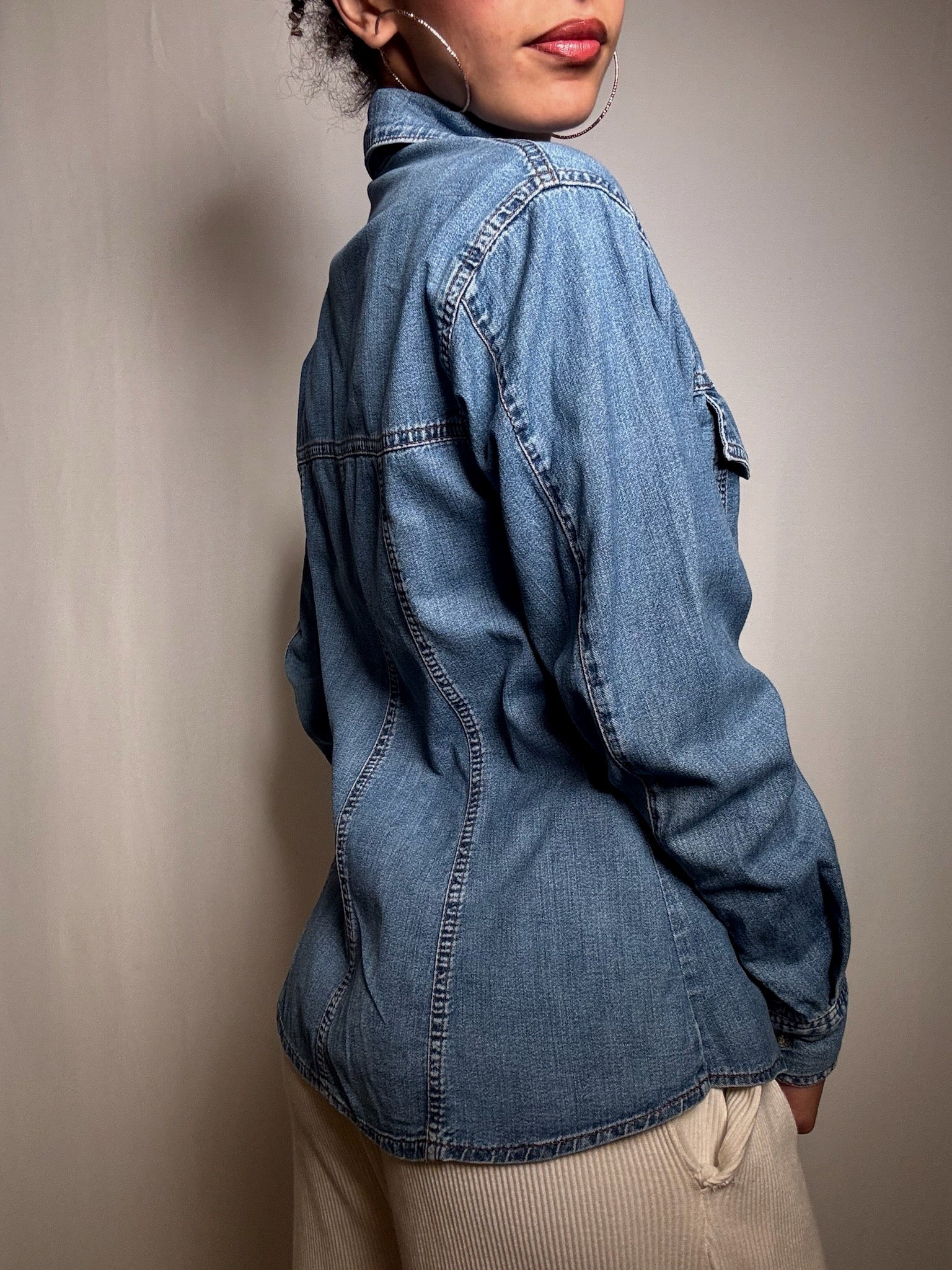 Chemise en denim cintrée S/M vintage