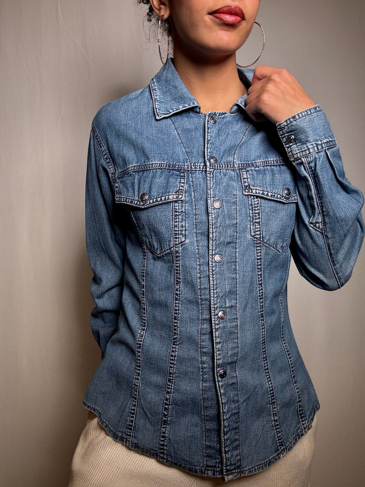 Chemise en denim cintrée S/M vintage