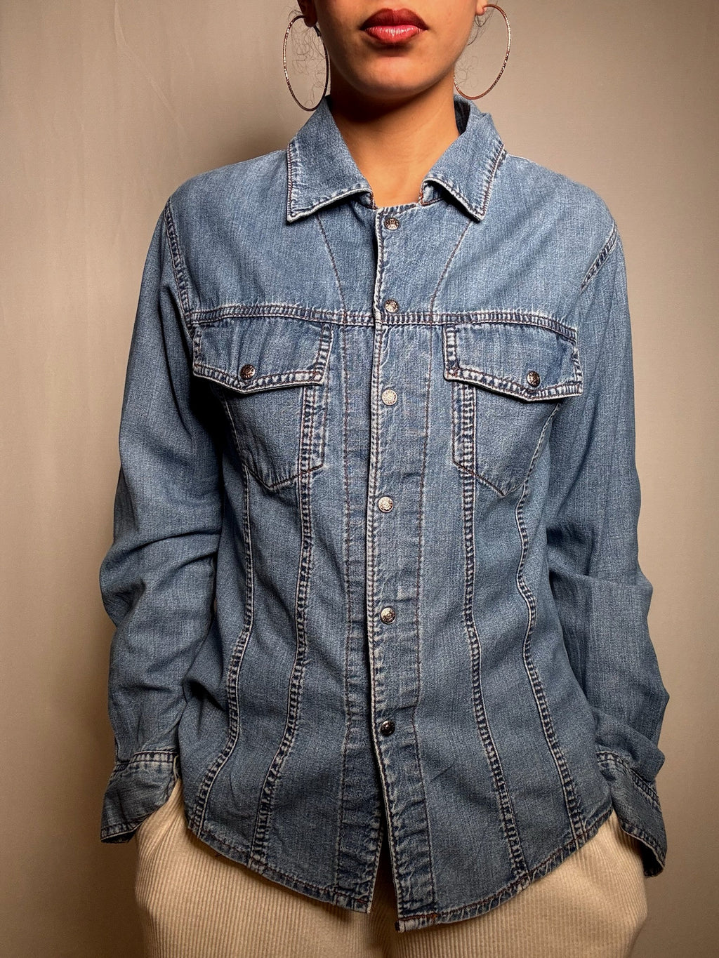 Chemise en denim cintrée S/M vintage