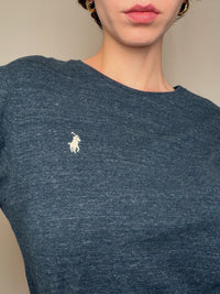 T-shirt gris bleu manches longues Polo RL S vintage