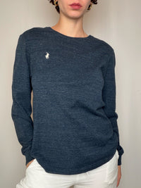 T-shirt gris bleu manches longues Polo RL S vintage