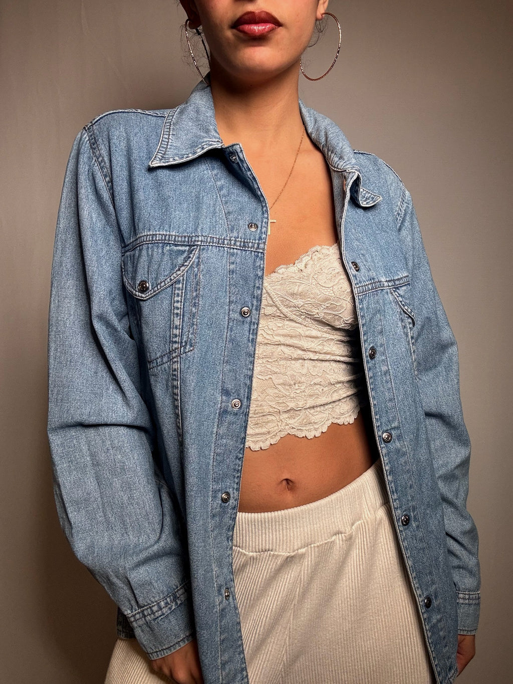 Tailliertes Vintage-Jeanshemd M