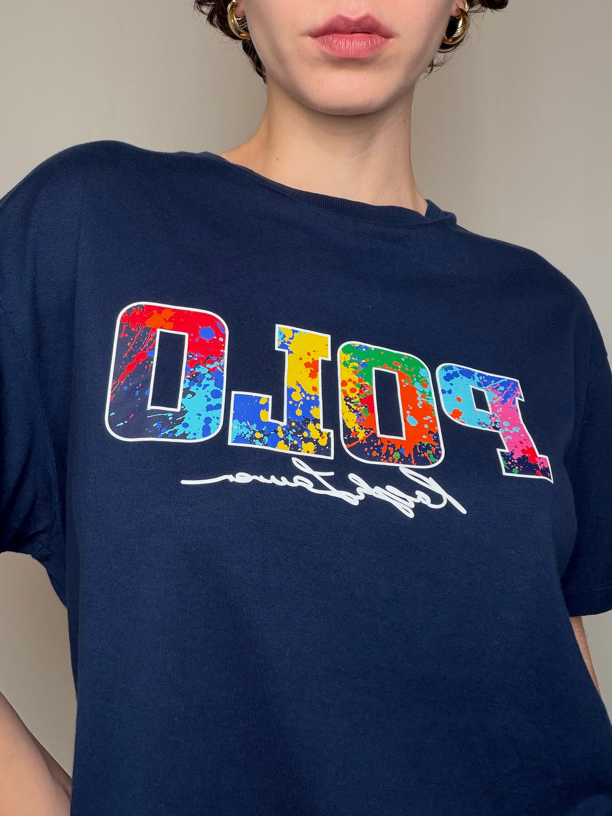 T-shirt bleu marine Polo RL L vintage