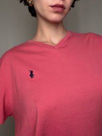 T-shirt col v rose Polo RL M vintage