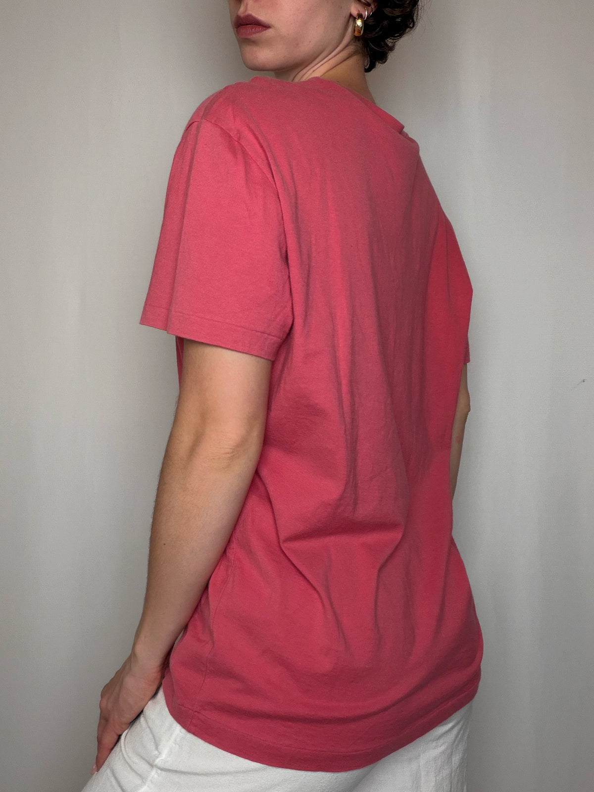 T-shirt col v rose Polo RL M vintage