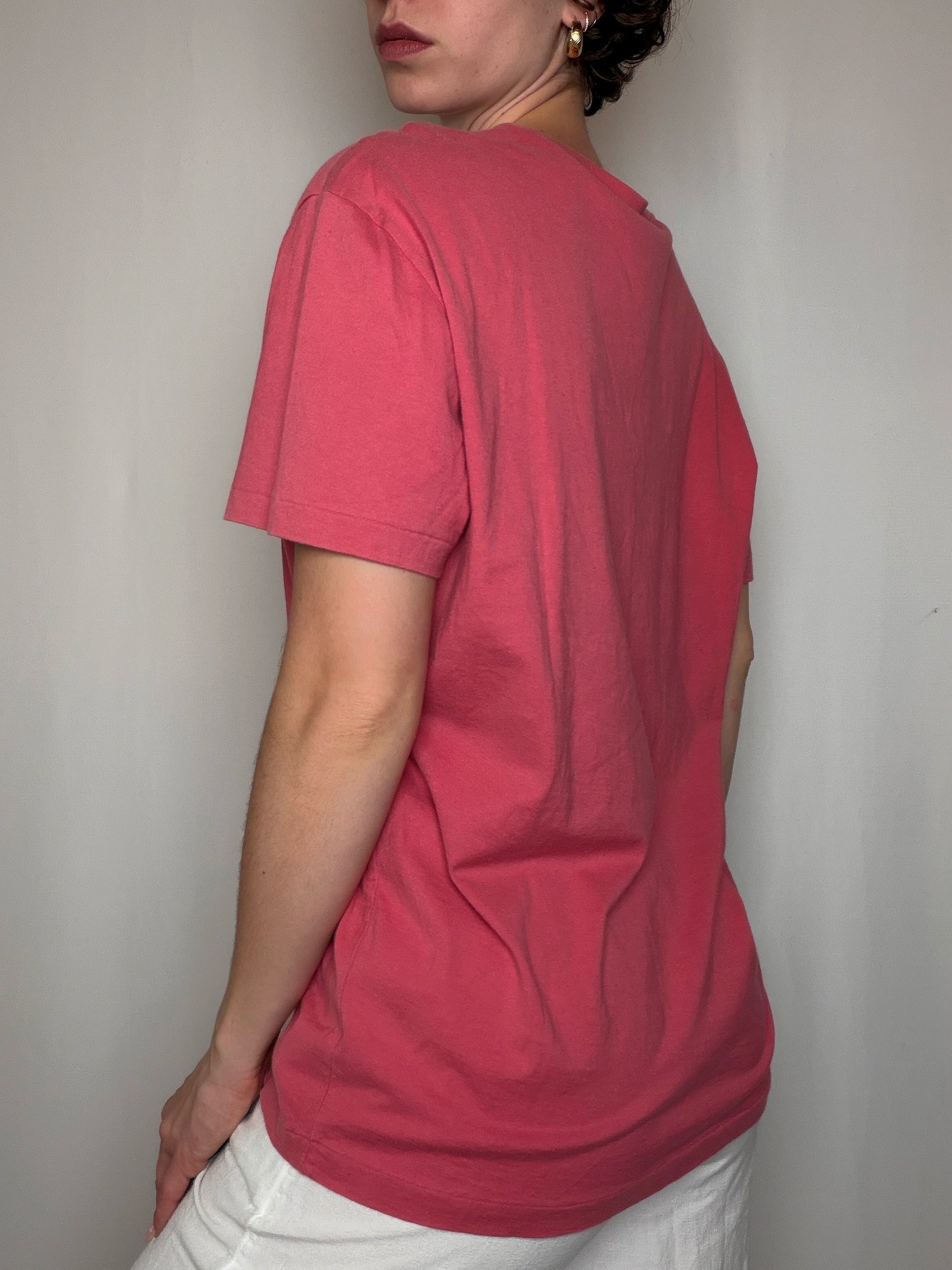 T-shirt col v rose Polo RL M vintage