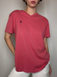 T-shirt col v rose Polo RL M vintage