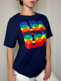 T-shirt bleu marine sérigraphié Polo RL XL vintage