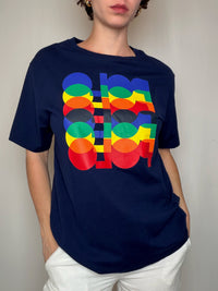 T-shirt bleu marine sérigraphié Polo RL XL vintage