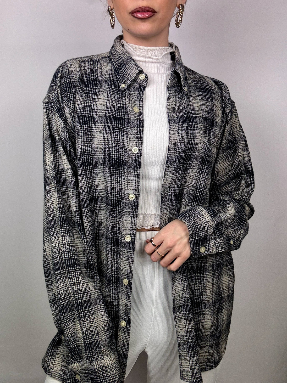 Vintage L/XL Plaid Thick Shirt