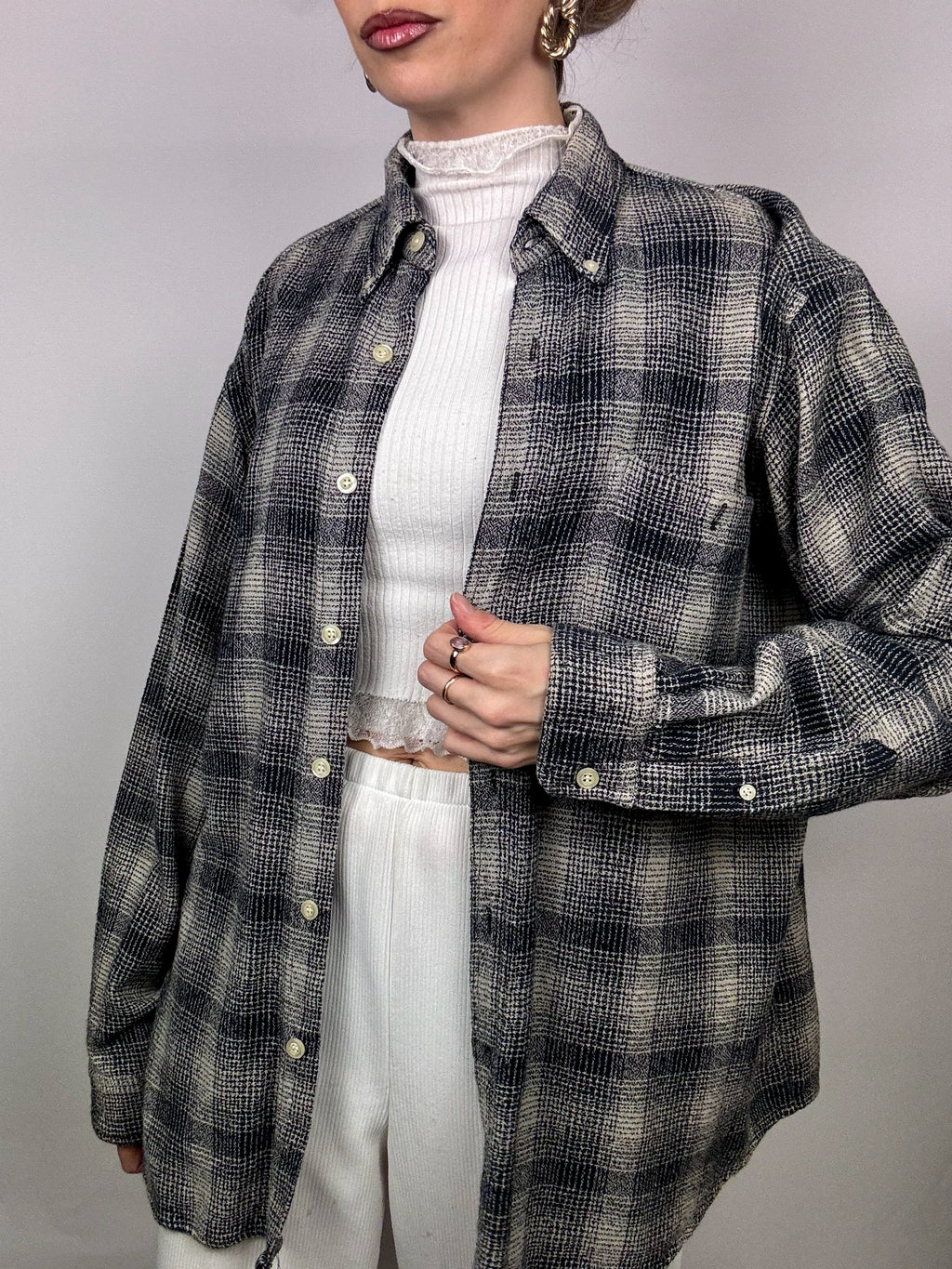 Vintage L/XL Plaid Thick Shirt