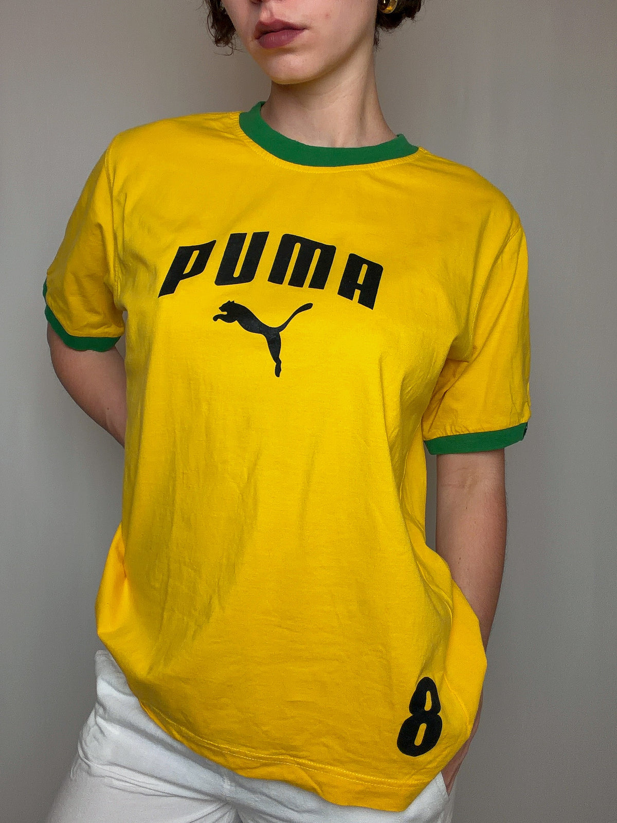 Tshirt jaune et vert Puma L vintage