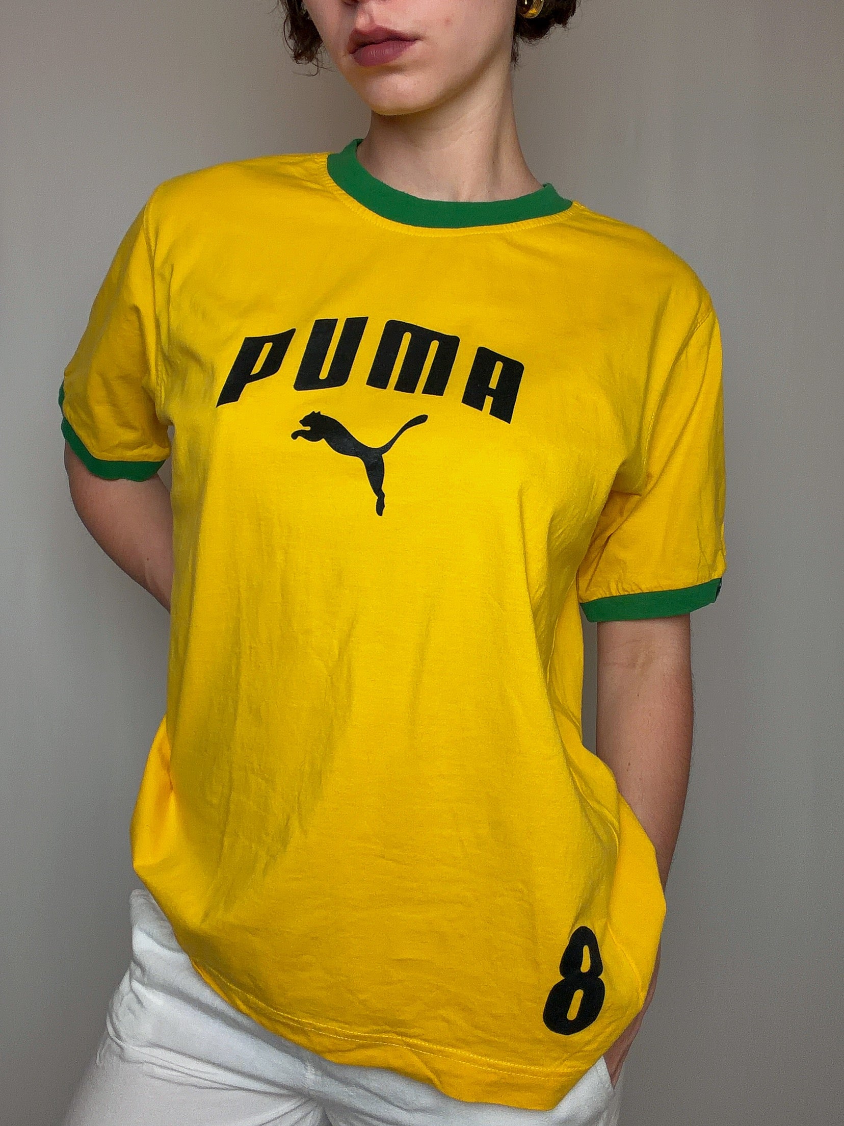 Tshirt jaune et vert Puma L vintage