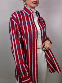 TOMMY HILFIGER M Vintage rot gestreiftes Baumwollhemd