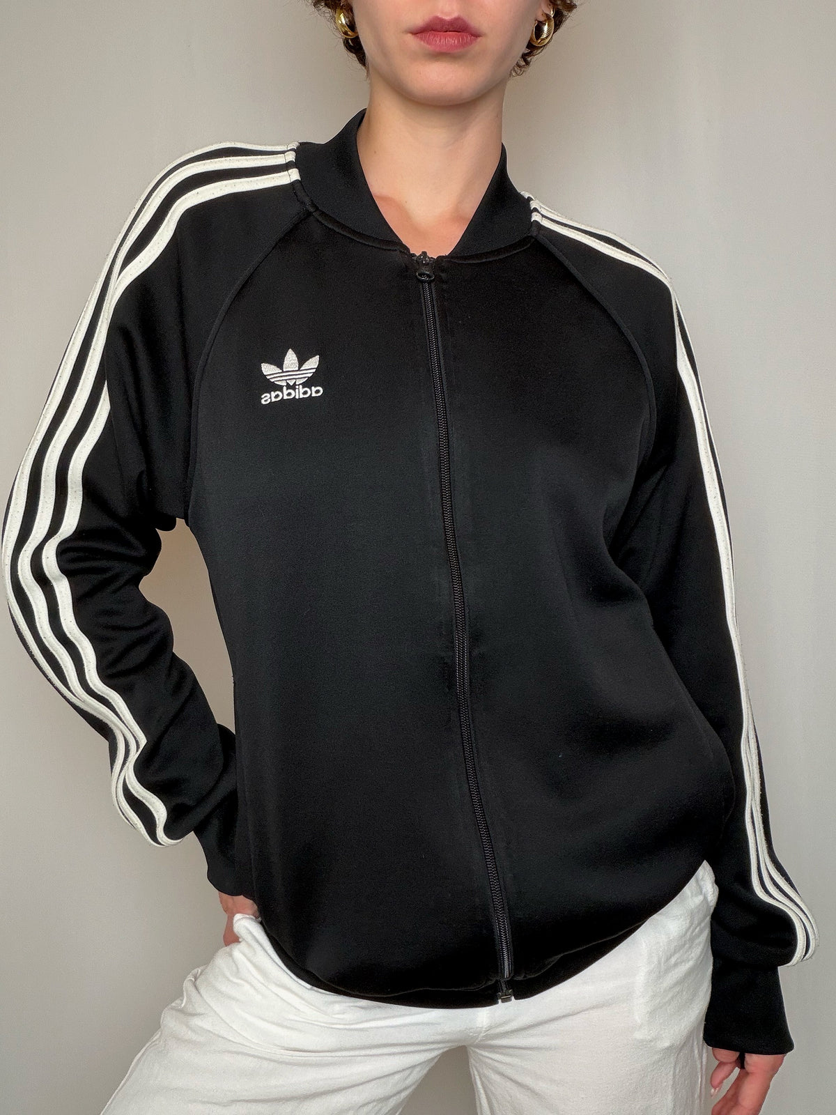 Jacket de sport noir Adidas M vintage