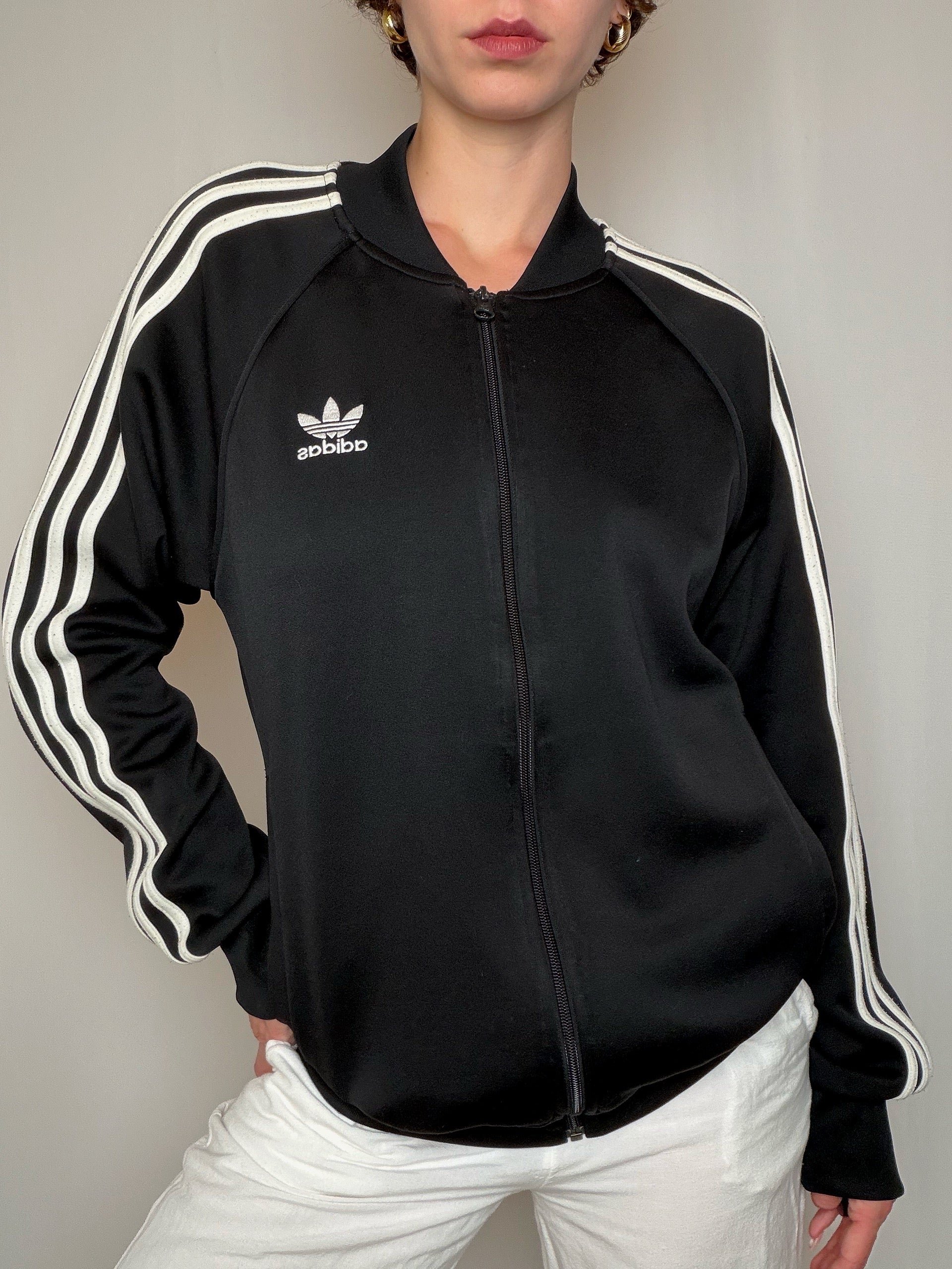 Jacket de sport noir Adidas M vintage