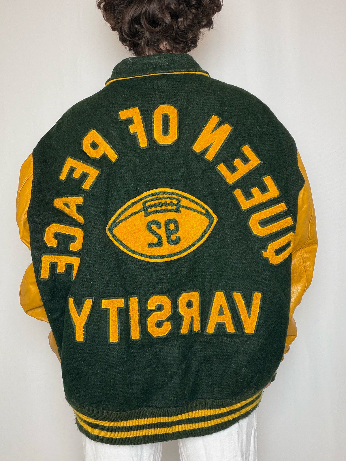 Bomber varsity vert&jaune XL vintage