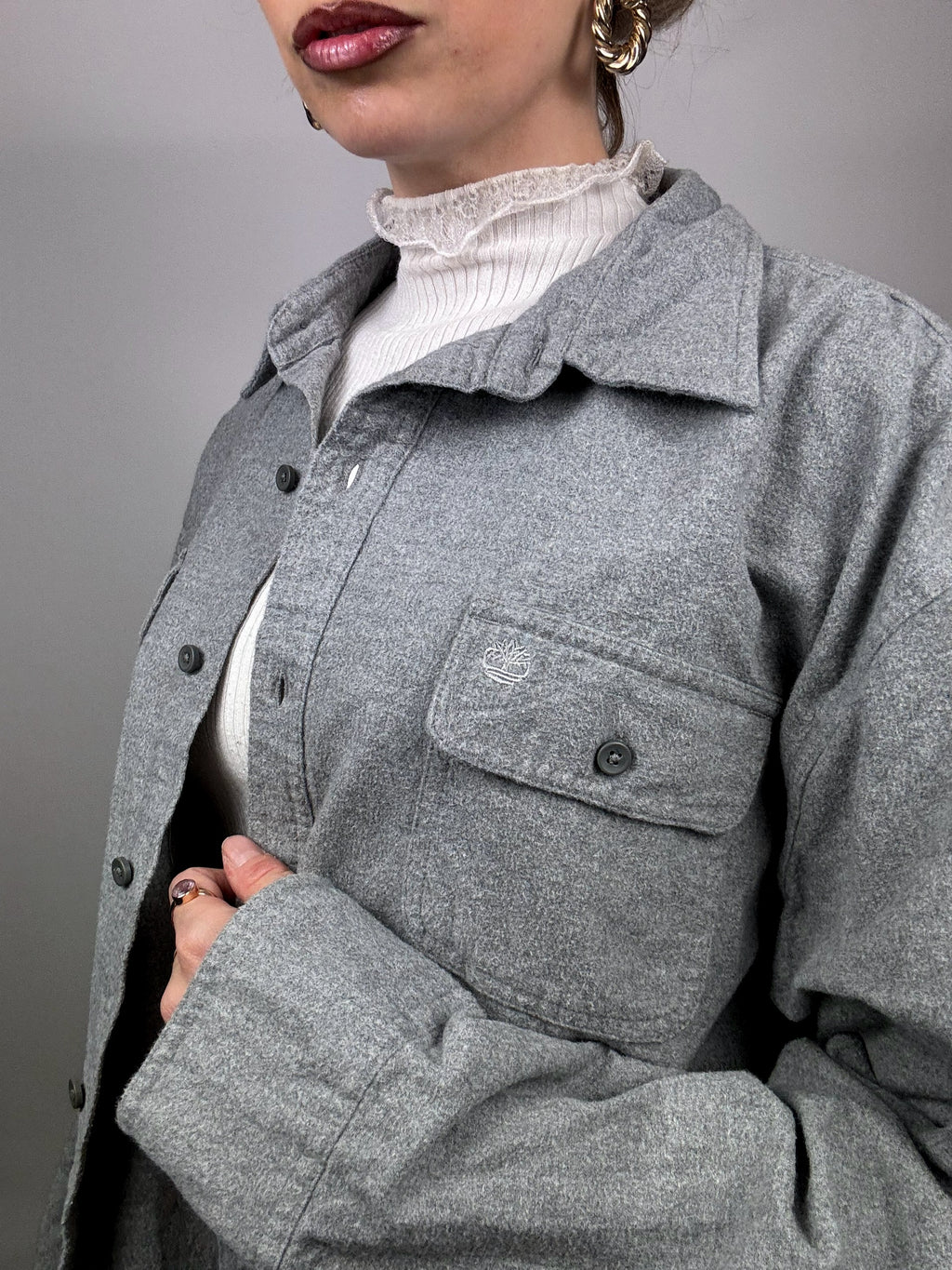 Vintage TIMBERLAND 2XL Grey Thick Shirt