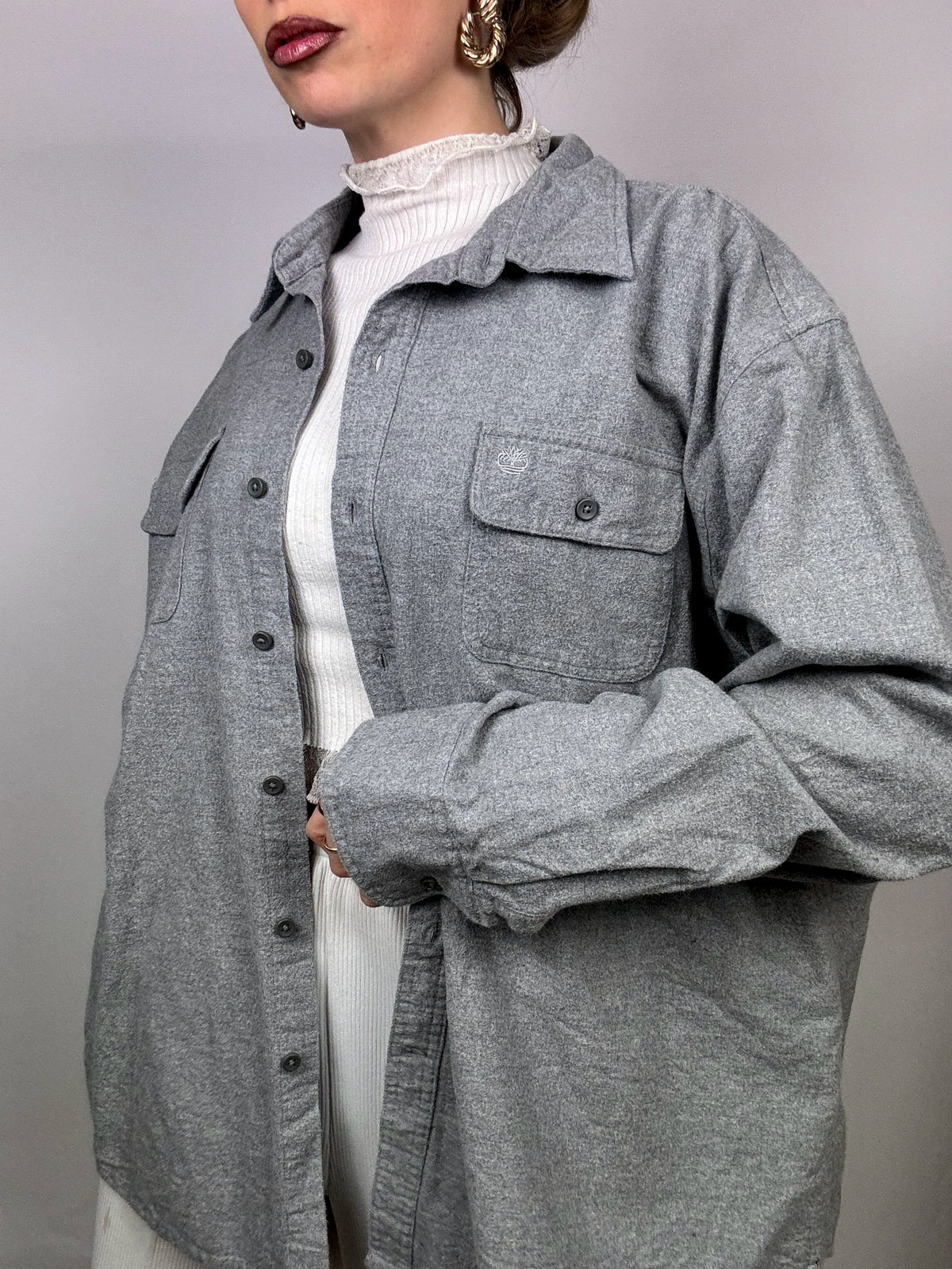 Vintage TIMBERLAND 2XL Grey Thick Shirt