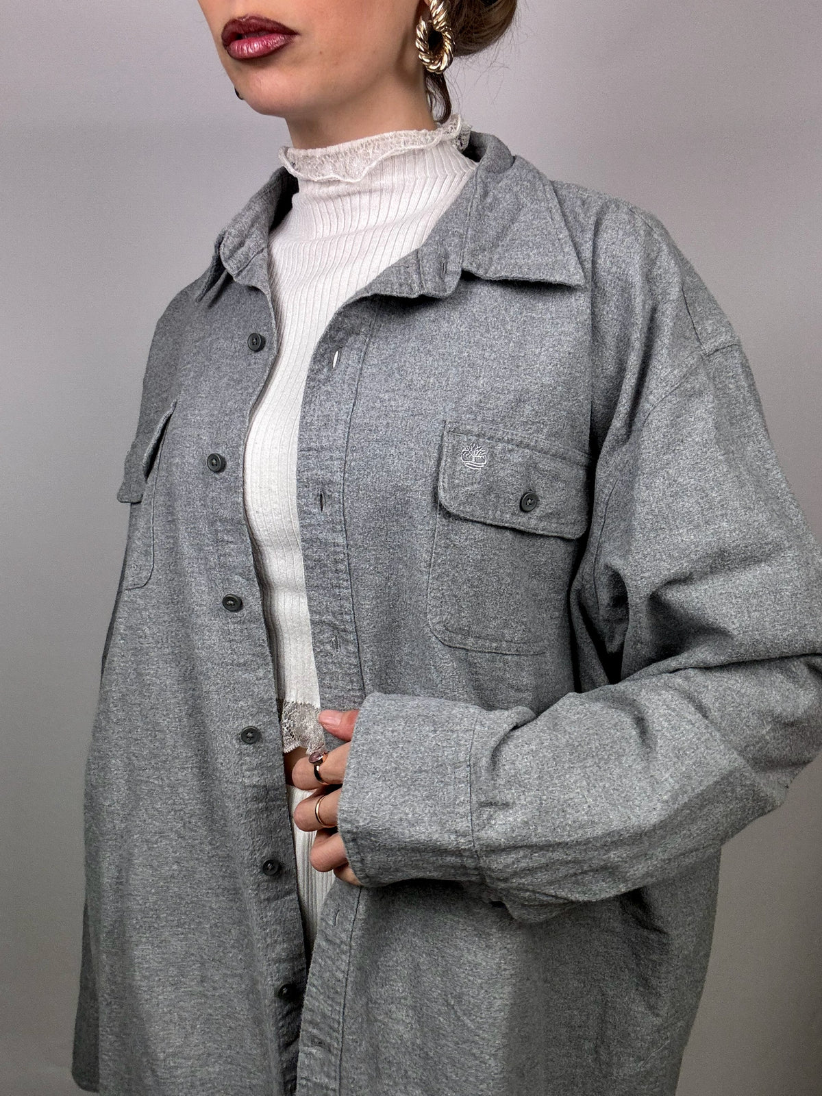 Vintage TIMBERLAND 2XL Grey Thick Shirt