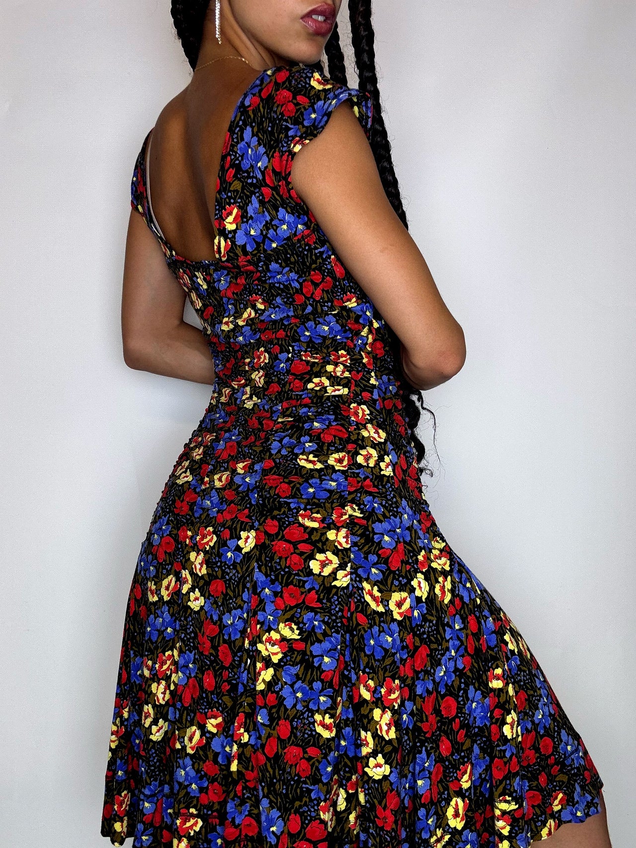 Robe à fleurs multicolore L vintage
