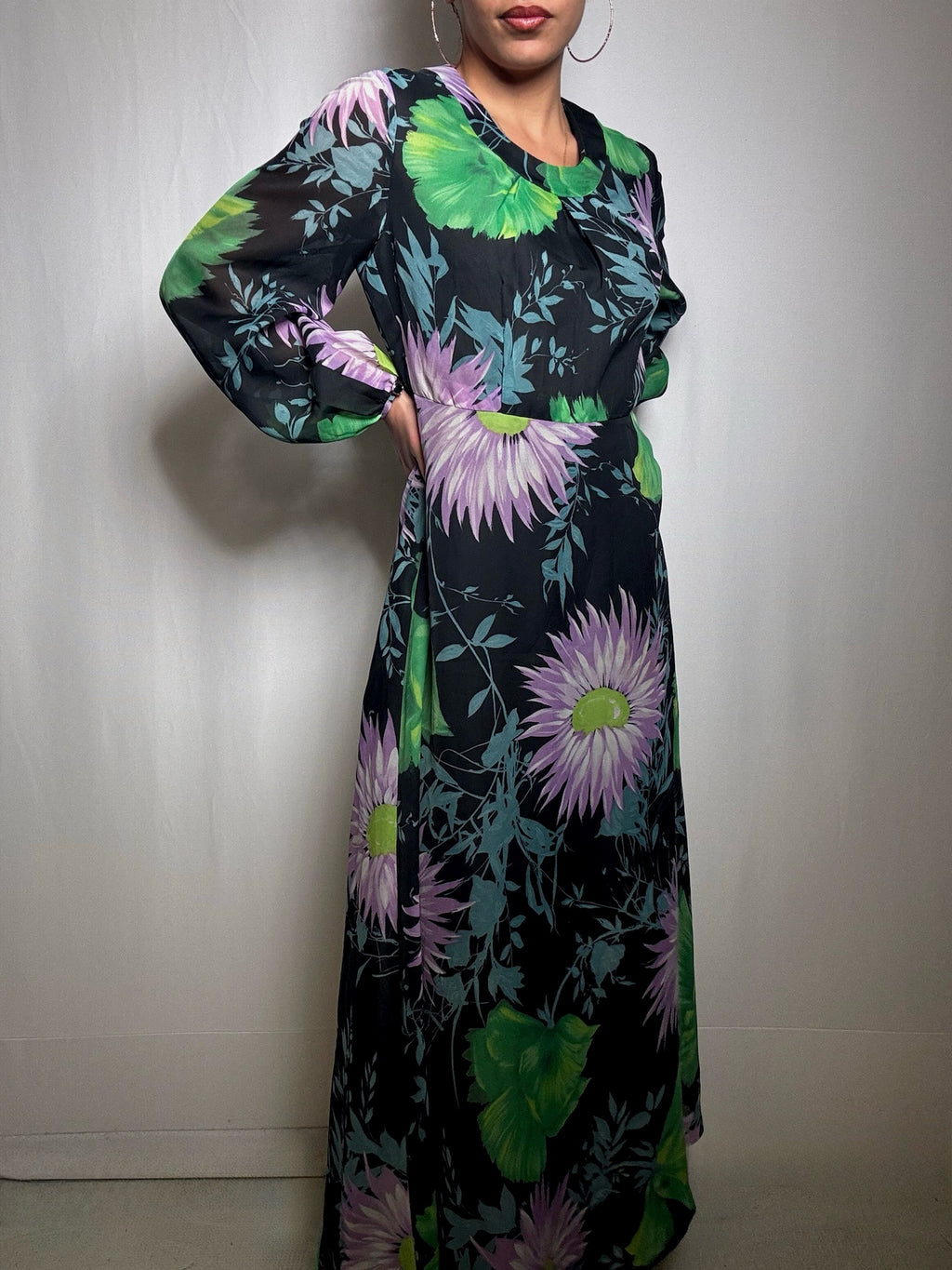 Printed vintage long dress M