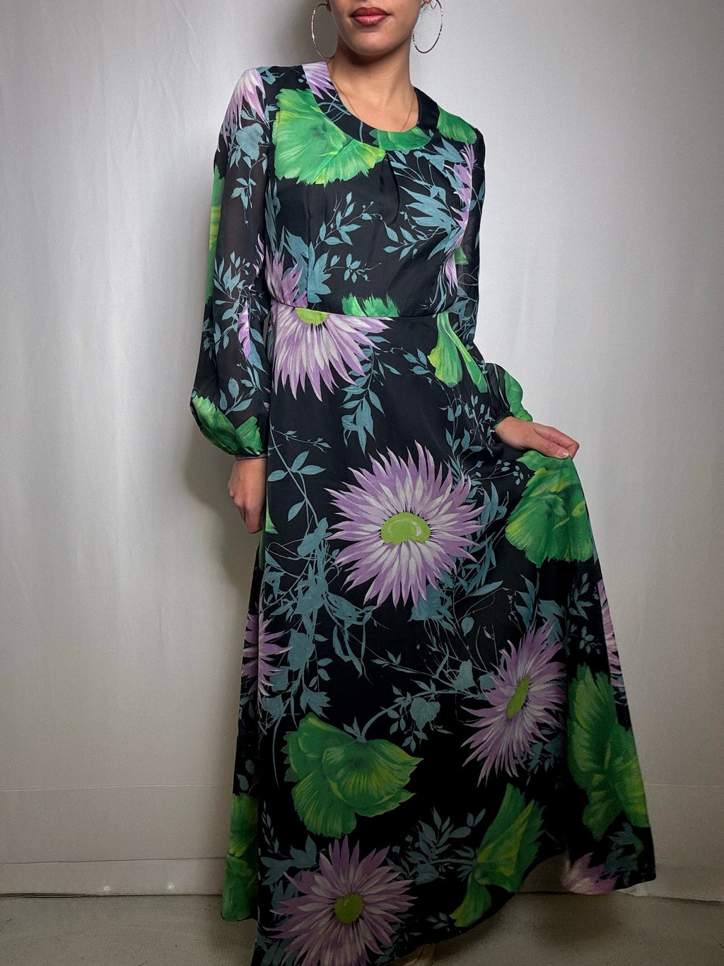Printed vintage long dress M