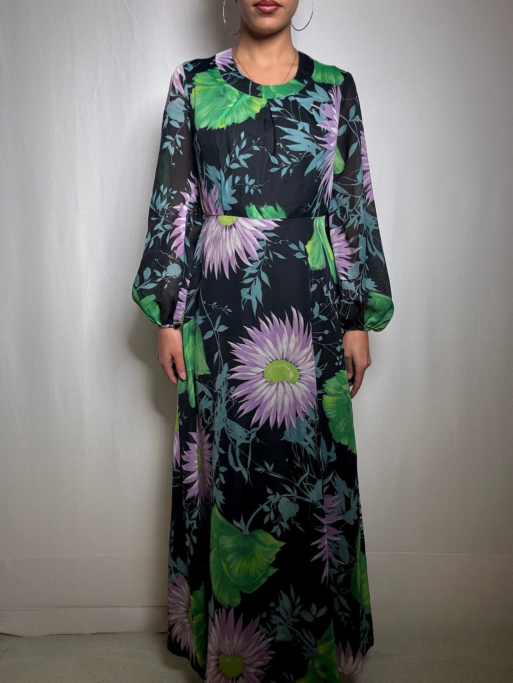 Printed vintage long dress M