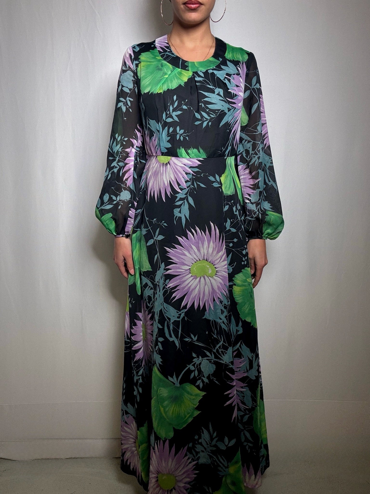 Printed vintage long dress M