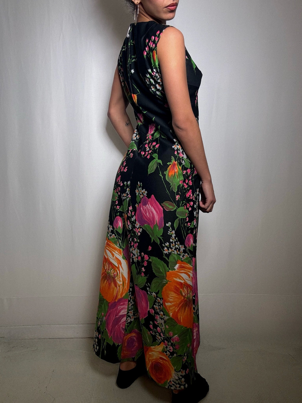 Vintage Floral Maxi Dress M/L