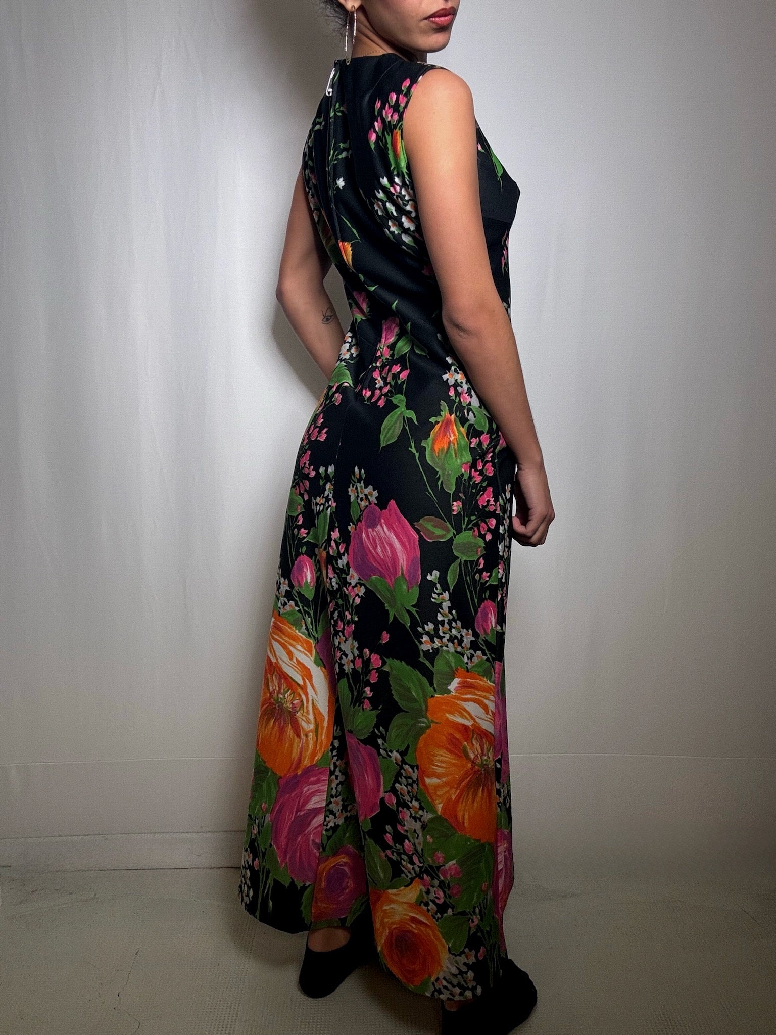 Vintage Floral Maxi Dress M/L