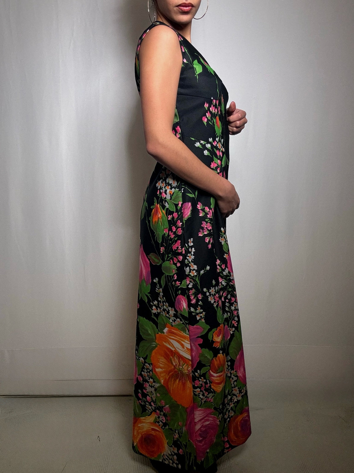 Vintage Floral Maxi Dress M/L