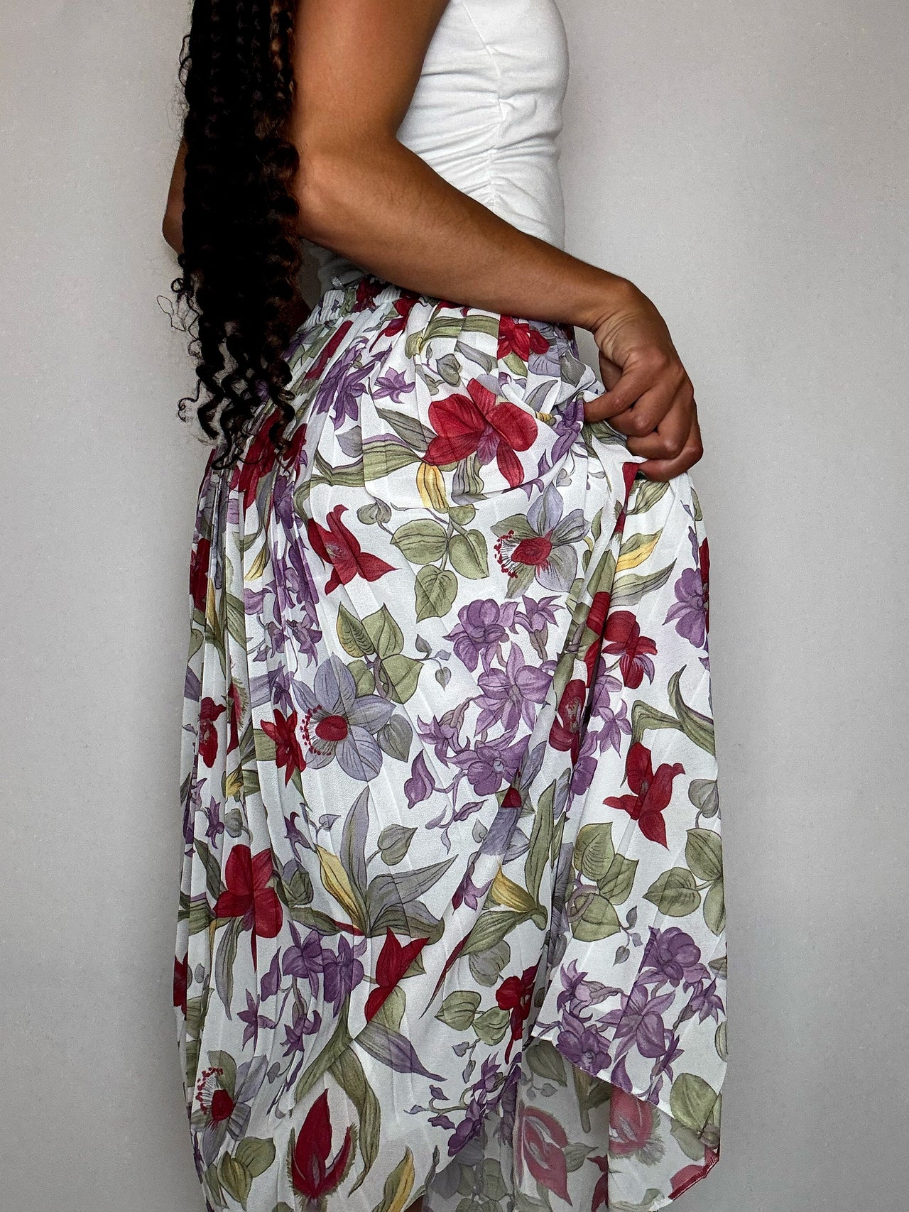 Jupe imprimée fluide à fleurs M/L vintage