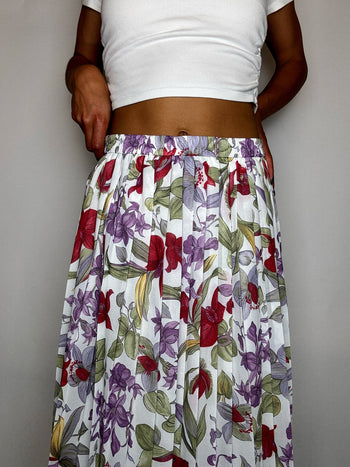 Jupe imprimée fluide à fleurs M/L vintage