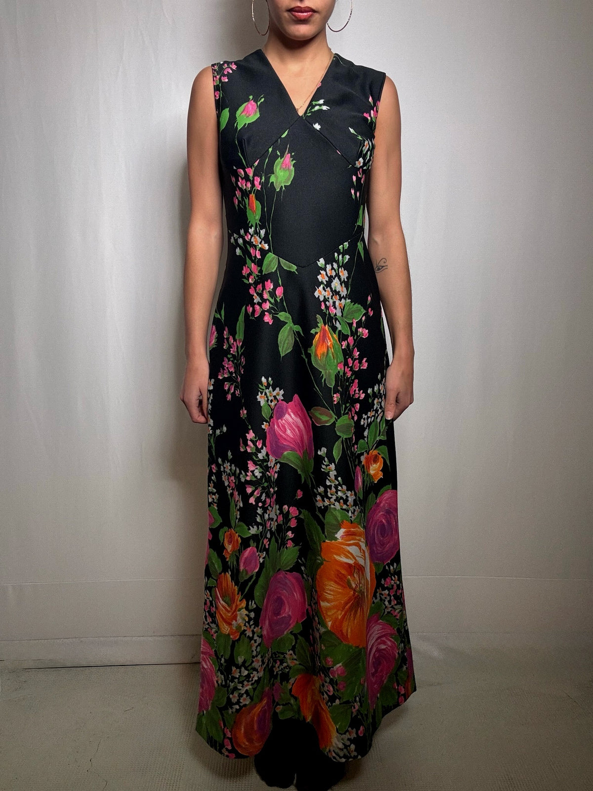Vintage Floral Maxi Dress M/L