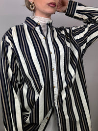 Vintage gestreiftes Baumwollhemd L