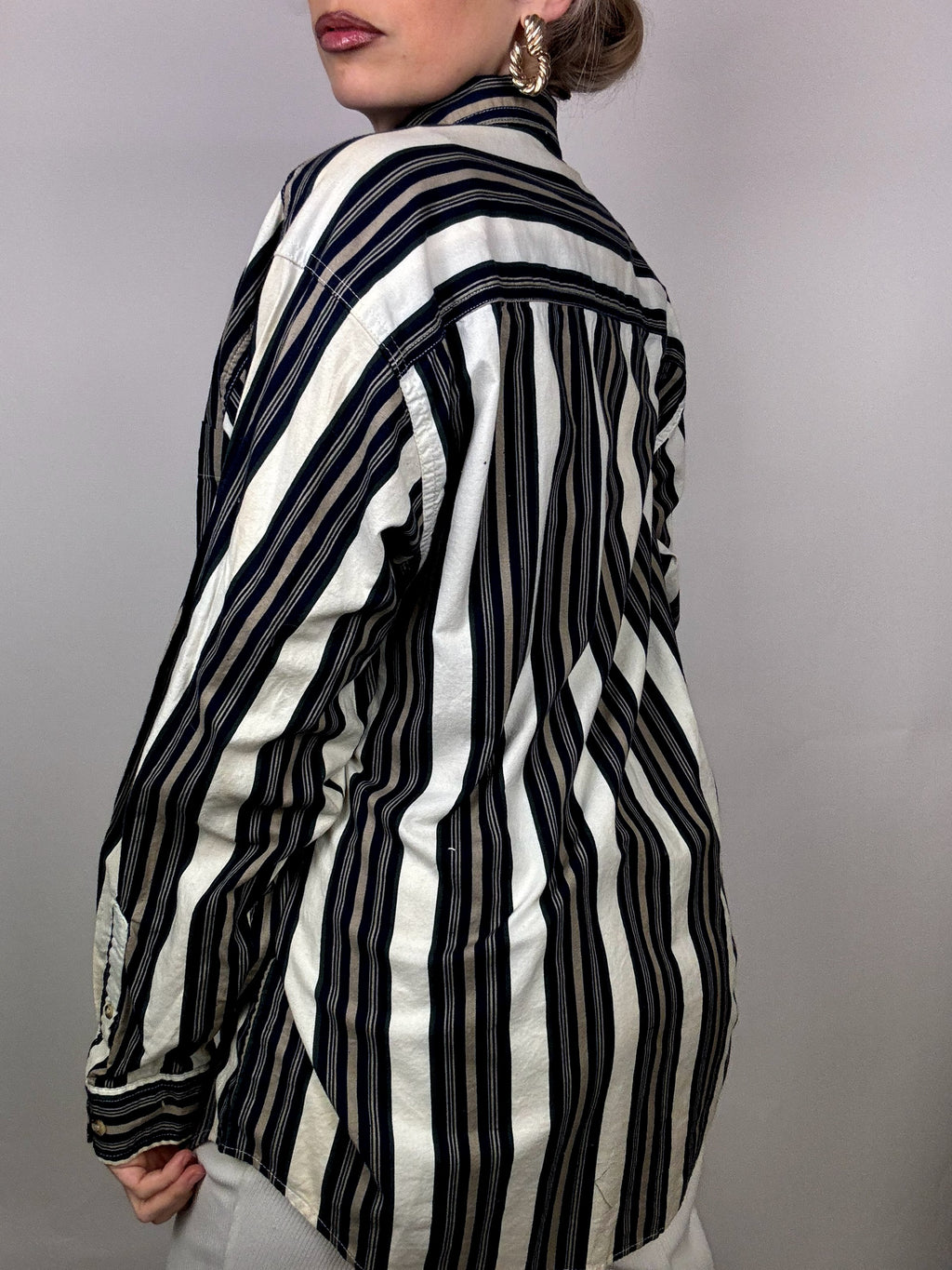 Vintage gestreiftes Baumwollhemd L
