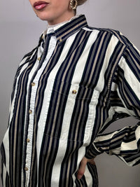 Vintage gestreiftes Baumwollhemd L