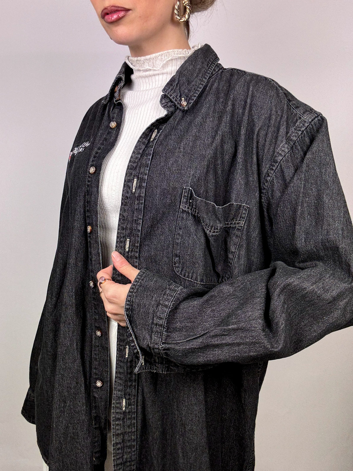 Chemise en denim noire XL vintage