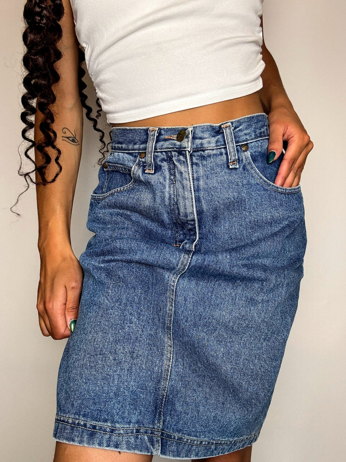 Jupe en jean midi M/L vintage