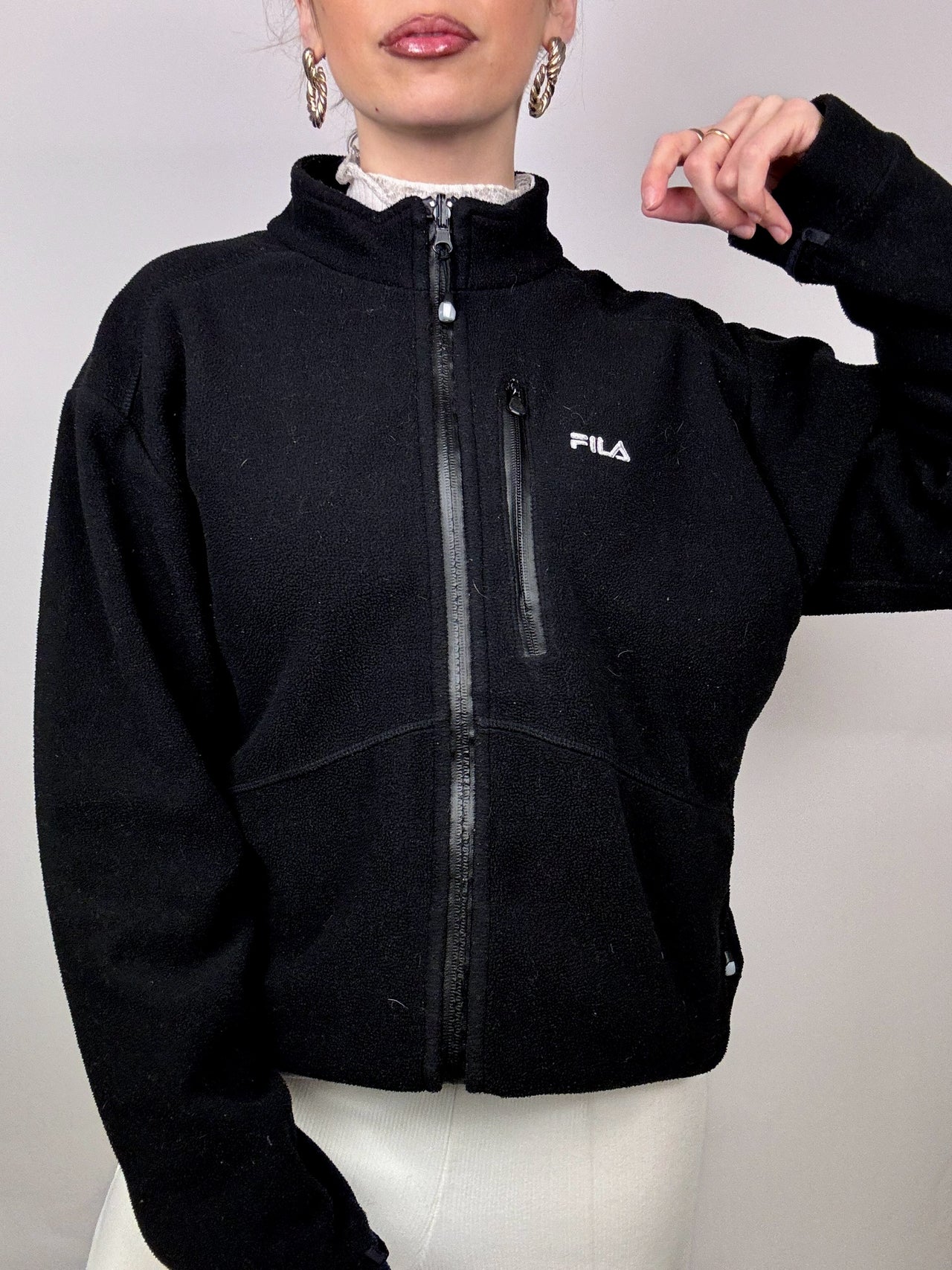 Polaire noire FILA L/XL vintage