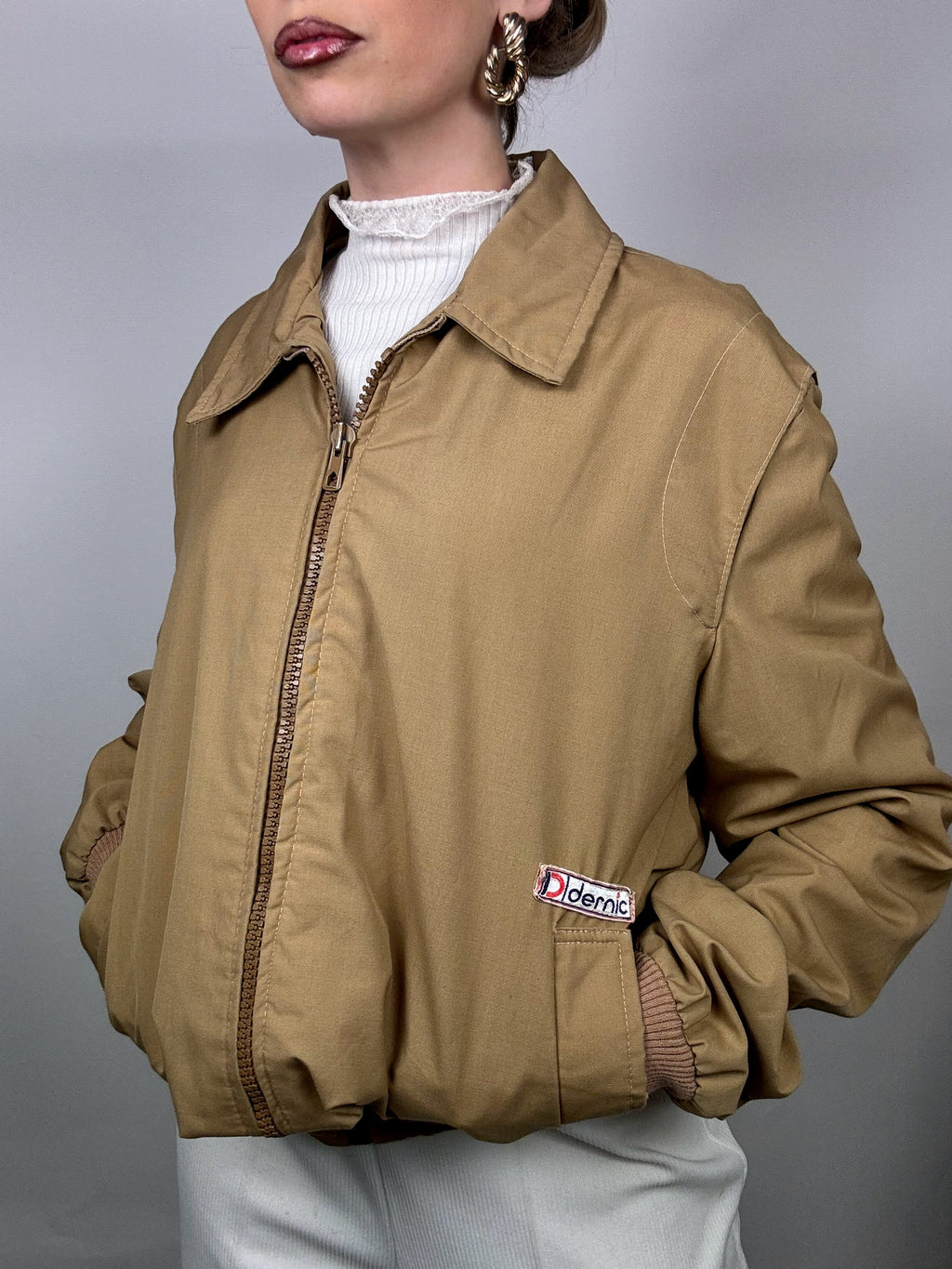 Vintage XL beige cotton bomber jacket