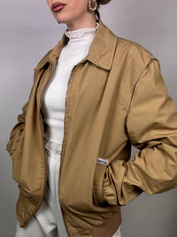 Vintage XL beige cotton bomber jacket