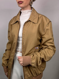 Vintage XL beige cotton bomber jacket