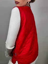 Vintage red quilted vest M