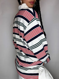 Polo manches longues rayé XL vintage