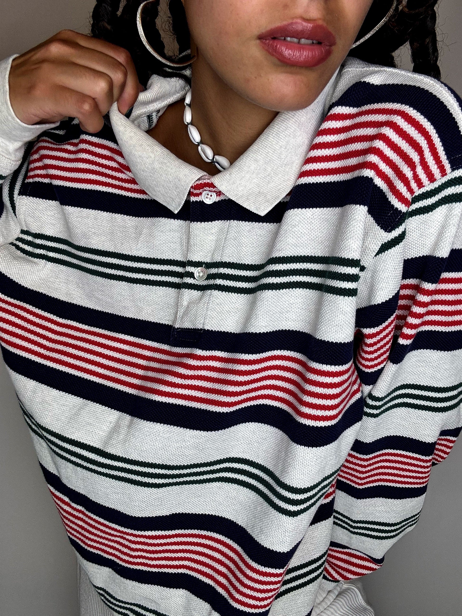 Polo manches longues rayé XL vintage