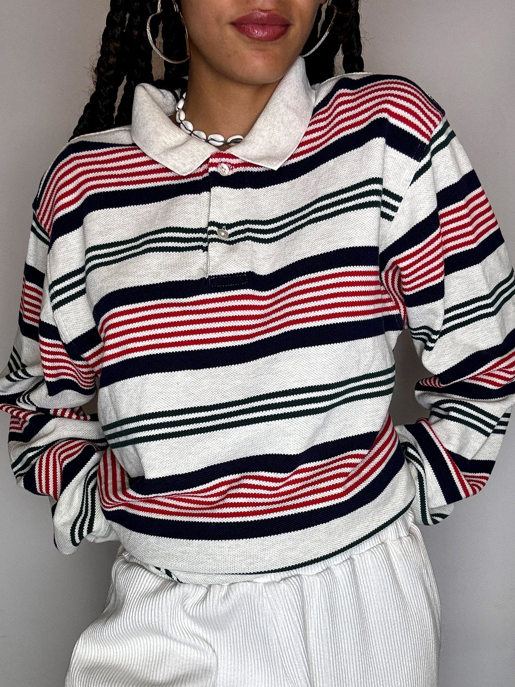 Polo manches longues rayé XL vintage