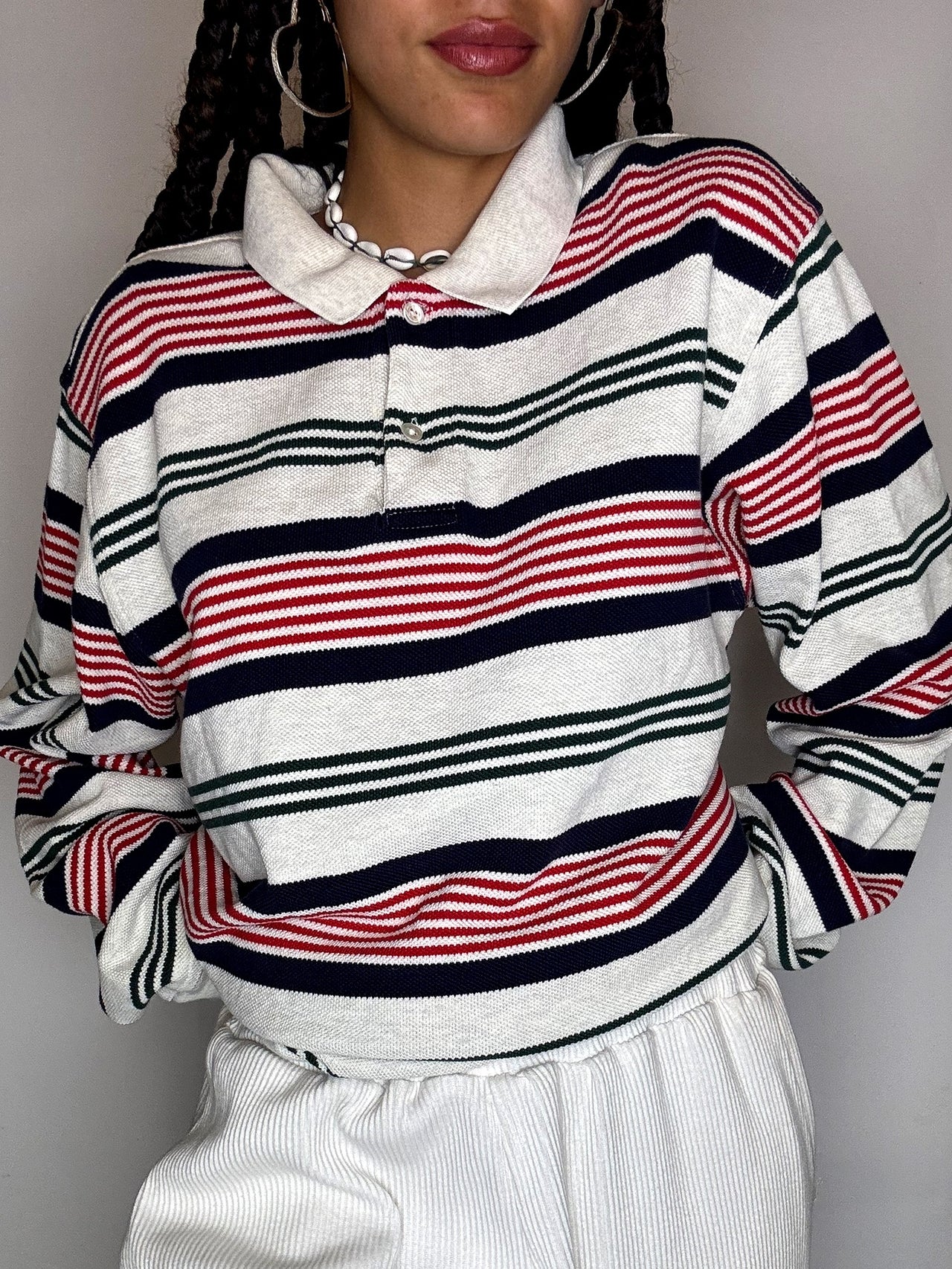 Vintage RALPH LAUREN red long-sleeved polo shirt M