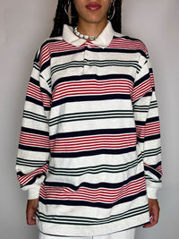 Polo manches longues rayé XL vintage